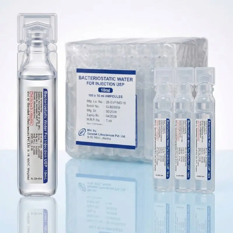 Five 10mL single-use bacteriostatic water ampules